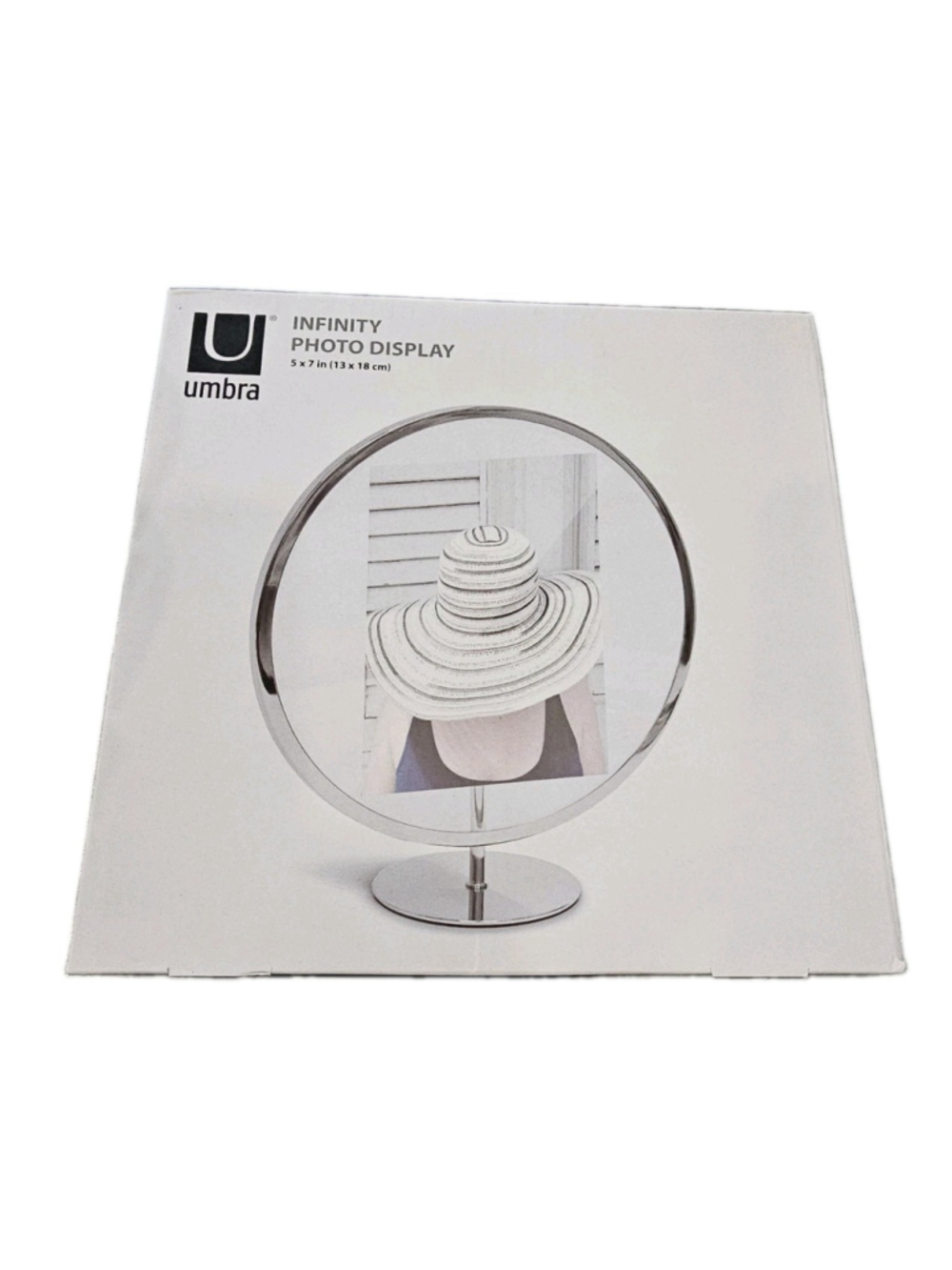 Umbra 5"x7" Infinity Picture Frame Black: Modern Round Shape, Pedestal